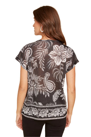 Renaur Black/white Floral Blouse