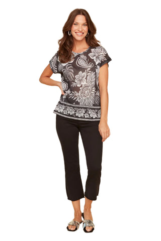 Renaur Black/white Floral Blouse