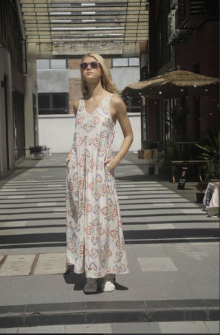 See U Soon MULTICOLORED EMBROIDERED LONG DRESS
