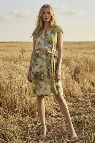 Linen Luv Tie Front Floral Dress