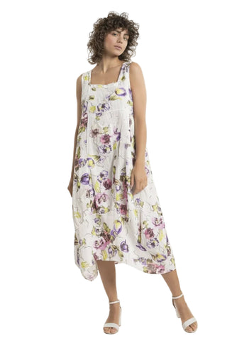 Linen Luv Roses Print Balloon Dress