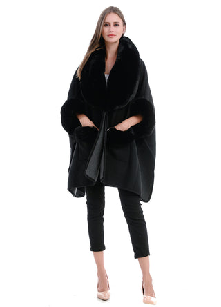 AOTA Faux Fur Trim Poncho