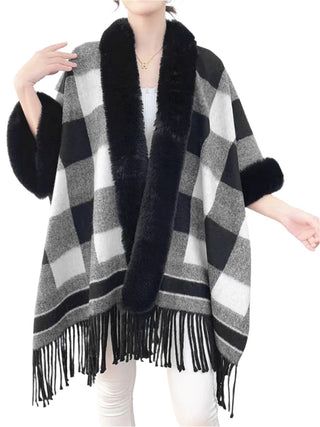 D & W Faux Fur Cape Fringe