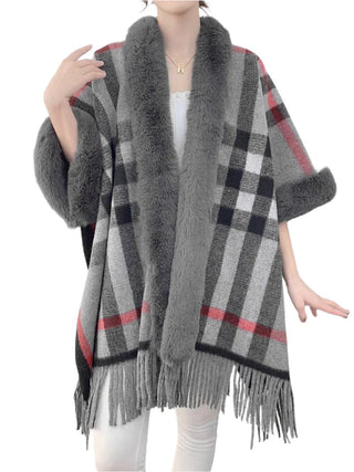 D & W Faux Fur Cape Fringe