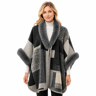 AOTA Cozy Geometric Poncho Cape