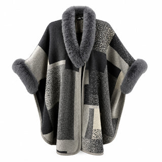 AOTA Cozy Geometric Poncho Cape