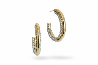 AquaLuxe Large Two Tone Rope Hoop Earring