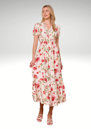 Angel Eye Red Floral Summer Dress