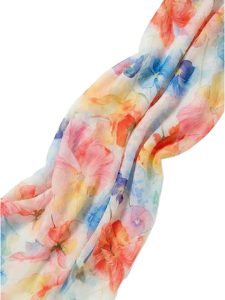 Colorful floral scarf on a white background