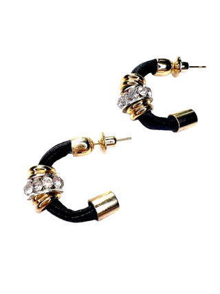 Design Fixation 2” Glam Gold Black Hoop Earrings 