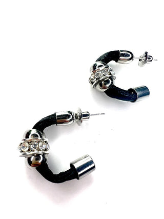 Design Fixation 2” Glam Silver Black Hoop Earrings 