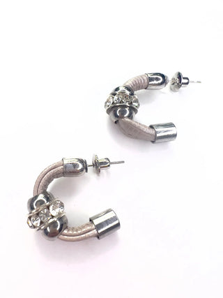 Design Fixation 2” Glam Silver Champagne Hoop Earrings 