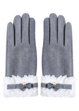 Shine Mark Ladies Gloves with Bow Tie