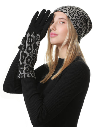 D&W Leopard Hat & Glove Set