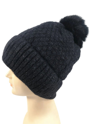 D&W Double Knit Hat with Pom Pom