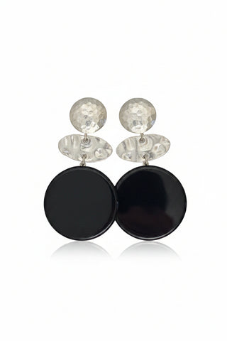 Merx Silver Hammered/Acrylic Circle Earring
