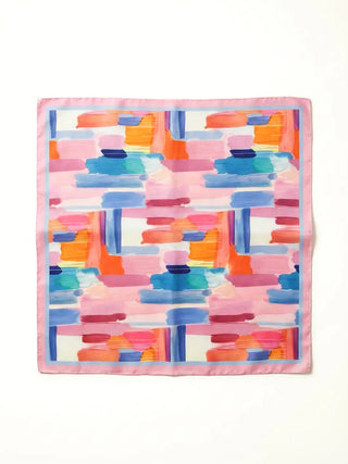 Colorful abstract patterned fabric on a white background