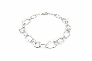 AquaLuxe Silver Geometric Link Necklace