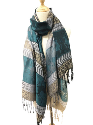 D&W Pashmina Reindeer Print Scarf