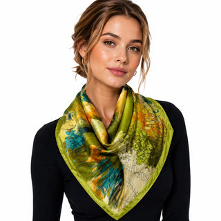 AOTA Teal Mosaic Print Scarf