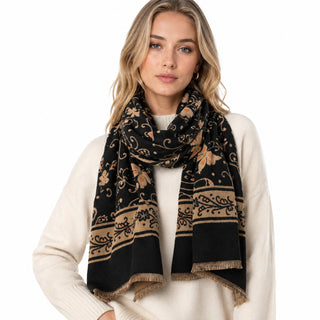 AOTA Floral with Fringe Scarf