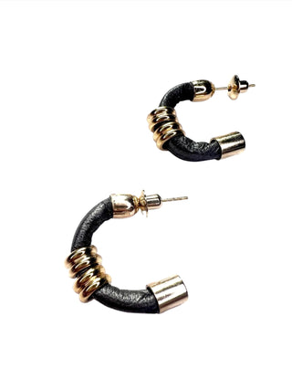Design Fixation 2” Sport Gold Black Hoop Earrings 