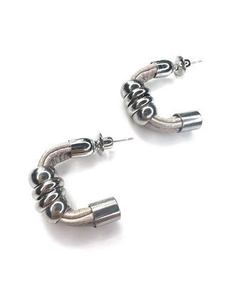 Design Fixation 2” Sport Silver Champagne Hoop Earrings