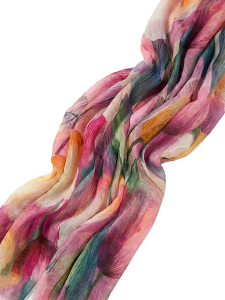 Colorful scarf with a wavy pattern on a white background